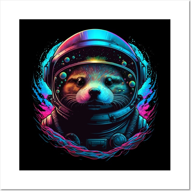 Retrowave Otter Space Wall Art by MitchLudwig